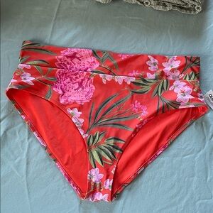 Old Navy Floral Bikini Bottom - Red and Pink